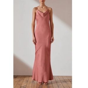 Shona Joy Cowl Neck Satin Gown NWT